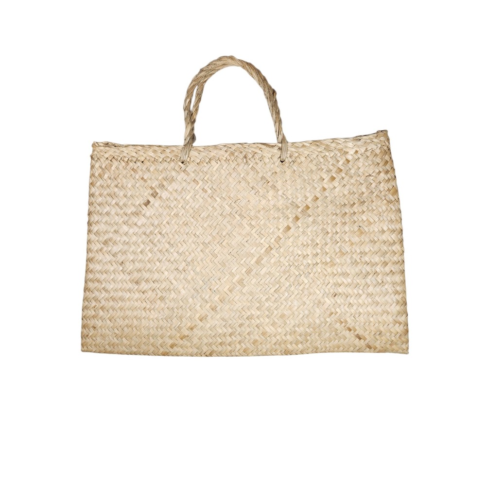 Vintage Straw Woven Tote Bag Boho Cottagecore Coastal Beach Resort Tan Artisan - Picture 1 of 13